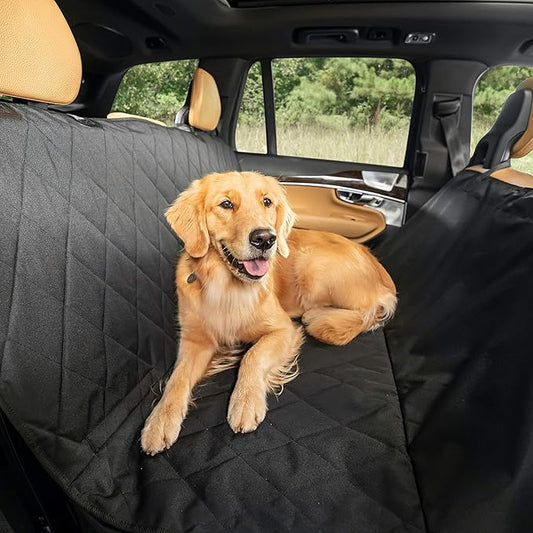 Plush Paws Products Premium Rear Car Seat Protector w/Hammock | Washable & Waterproof Back Seat Dog Cover for Car, Truck, & SUV | Nonslip, Tear Resistant Pet Seat Cover | X-Large Black