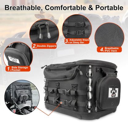 Goldfire Motorcycle Dog/Cat Carrier, Portable Pet Carrier Voyagers Dog Carrier Crate for Street Glide Road King with Luggage Rack or Sissy Bar UTV ATV Touring Trike Models(Black)