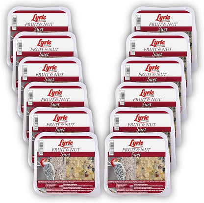 Lyric Fruit & Nut Wild Bird Seed Suet Cakes for Wild Birds, 12 oz. (12 Pack)