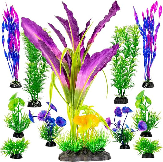 UNEAK quarium Plant Fish Tank Decorations Medium/Large Resin Plastic Artificial Plants Flower Ornament Beta Goldfish Decoration Ornaments Freshwater & Saltwater Décor (Mix)