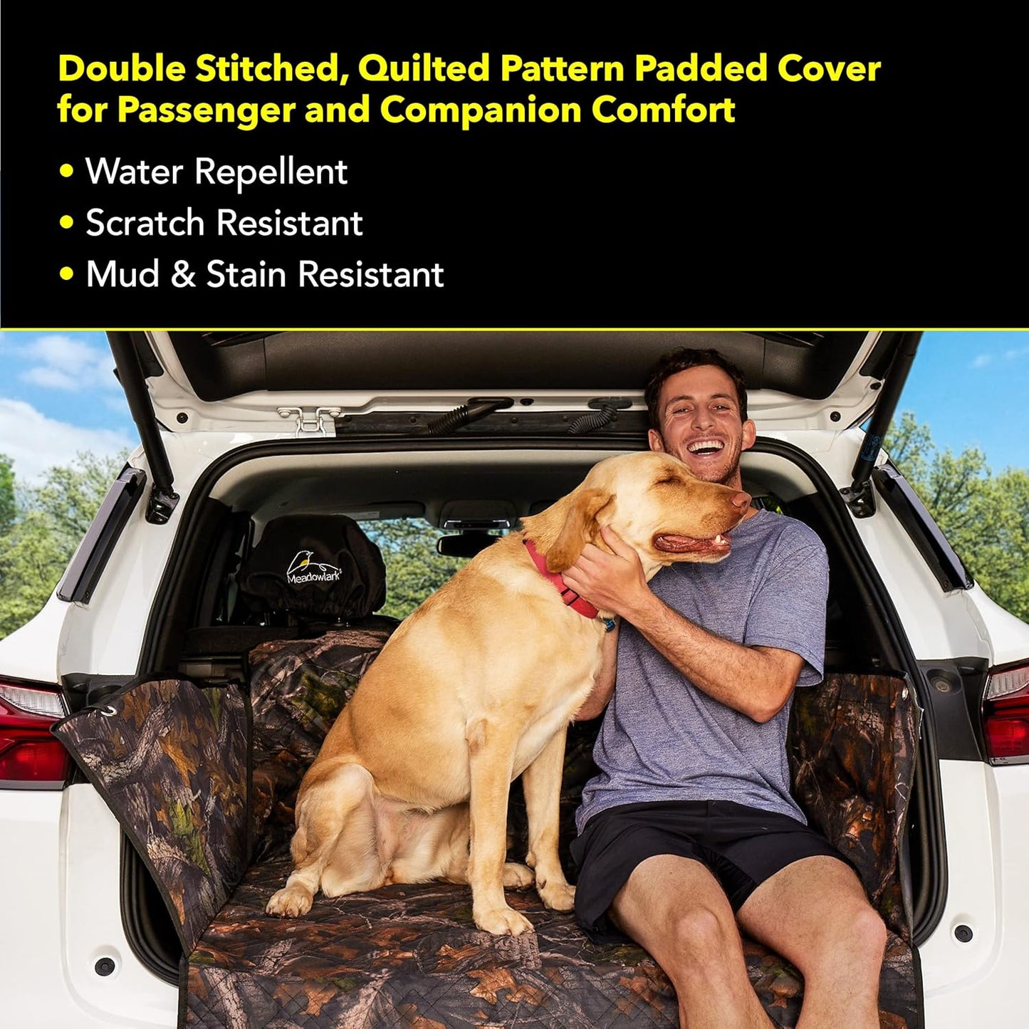 Meadowlark Premium SUV Cargo Liner for Dogs, Waterproof Pet Cargo Cover with Bumper Flap Protector, Durable Non-Slip, Universal Fit for SUVs, Sedans & Vans (74"" L x 41"" W) Brown