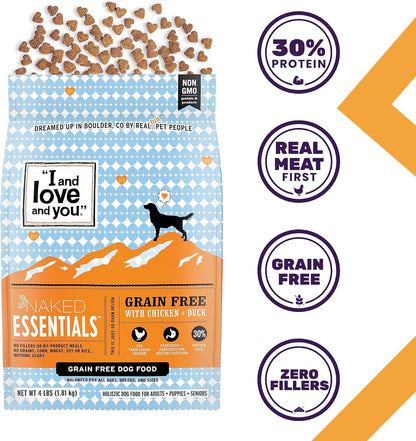 "I and love and you" Naked Essentials Dry Dog Fod, Grain-Free Chicken & Duck, 40 Lb
