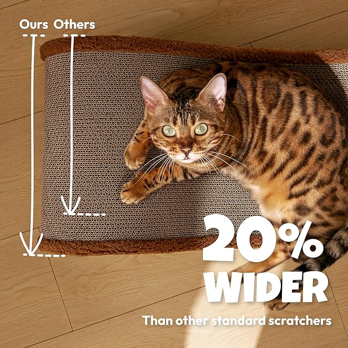 Cloud Lounge Cat Scratching Pad, Reversible Scratch Board with Natural Curves for Freestyle Scratching & Ergonomic Support, Extra Wide Cat Bed for Large Cats, Premium Cardboard & Cozy Fabric