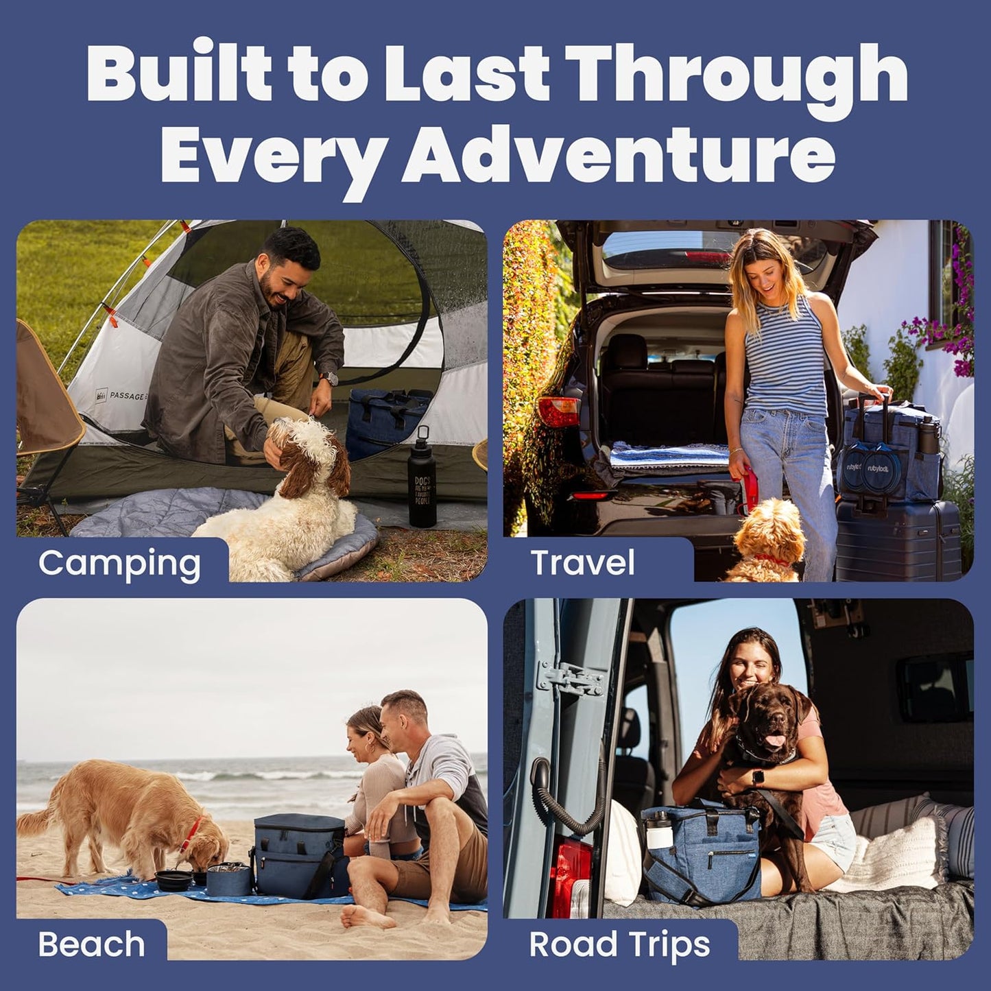 The Original Doggy Bag™- Dog Travel Bag for Supplies - Ultimate Gift for Dog Moms & Dads, Doggy Lovers & Pet Owners for Christmas- Includes 2 BPA-Free Travel Bowls and 2 Food Containers: Navy