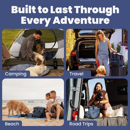 The Original Doggy Bag™- Dog Travel Bag for Supplies - Ultimate Gift for Dog Moms & Dads, Doggy Lovers & Pet Owners for Christmas- Includes 2 BPA-Free Travel Bowls and 2 Food Containers: Navy