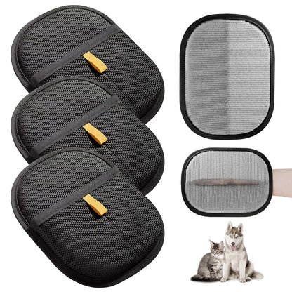 3 Pcs Electrostatic Pet Hair Removal Gloves with Bidirectional Bristle Design, Washable Reusable Cat Dog Hair Remover Grooming Glove Tool for Furniture, Bed Sheets,Car Seat (Black)