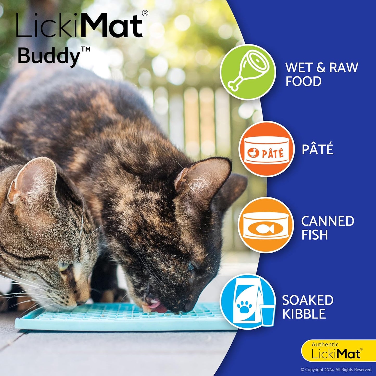 LickiMat Classic Buddy, Cat Slow Feeder Lick Mat, Boredom Anxiety Reducer; Perfect for Food, Treats, Yogurt, or Peanut Butter. Fun Alternative to a Slow Feed Cat Bowl or Dish, Purple