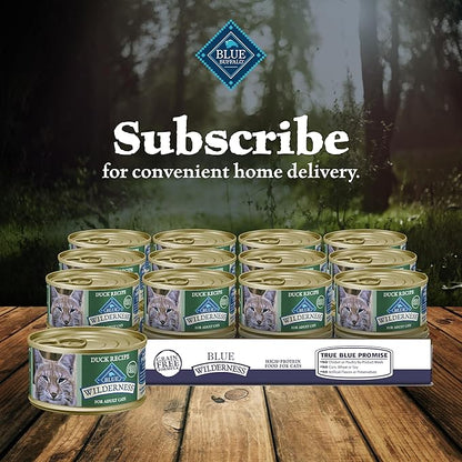 Blue Buffalo Wilderness Natural High-Protein Grain-Free Wet Food for Adult Cats, Duck Paté, 3-oz. Cans, 24 Count