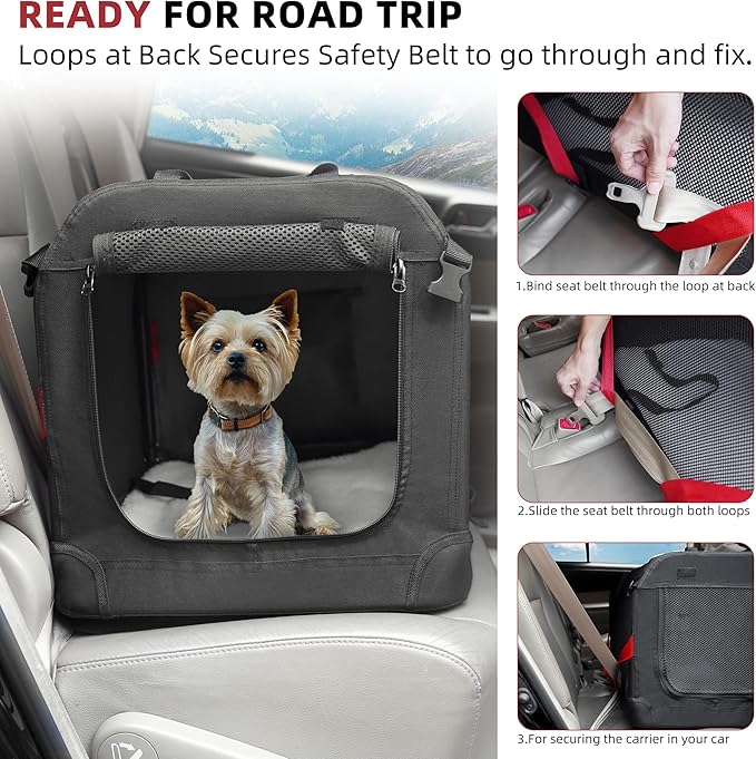 Petprsco Large Cat Carrier for 2 Cats Small Medium Dogs, Soft Pet Carrier 24x17x17 for Traveling with Warm Blanket Foldable Bowl and Washable Pad