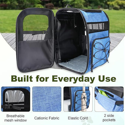 Dog Carrier Backpack for Small Dogs – Breathable and Comfortable Pet Travel Bag with, Safety Buckle and Adjustable Straps, Ideal for Hiking and Outdoor Adventures, Standard Pad, Blue