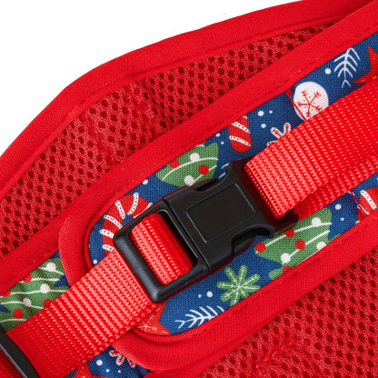 Mile High Life Velcro Dog Harness, Air Mesh Floral Vest Harness for 20 lbs Small Dogs & Cats, Easy Get on Adjustable Easy Closures Both Neck and Chest(Red Tree, M Chest 18"-20")