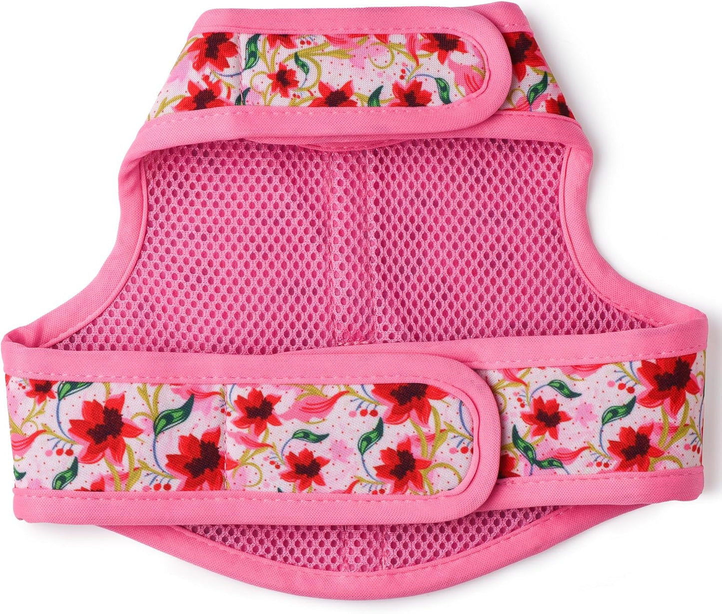 Mile High Life Dog Harness, Air Mesh Floral Vest Harness for 20 lbs Small Dogs & Cats, Easy Get on Adjustable Easy Closures Both Neck and Chest(Lily, XS Chest 14"-16")