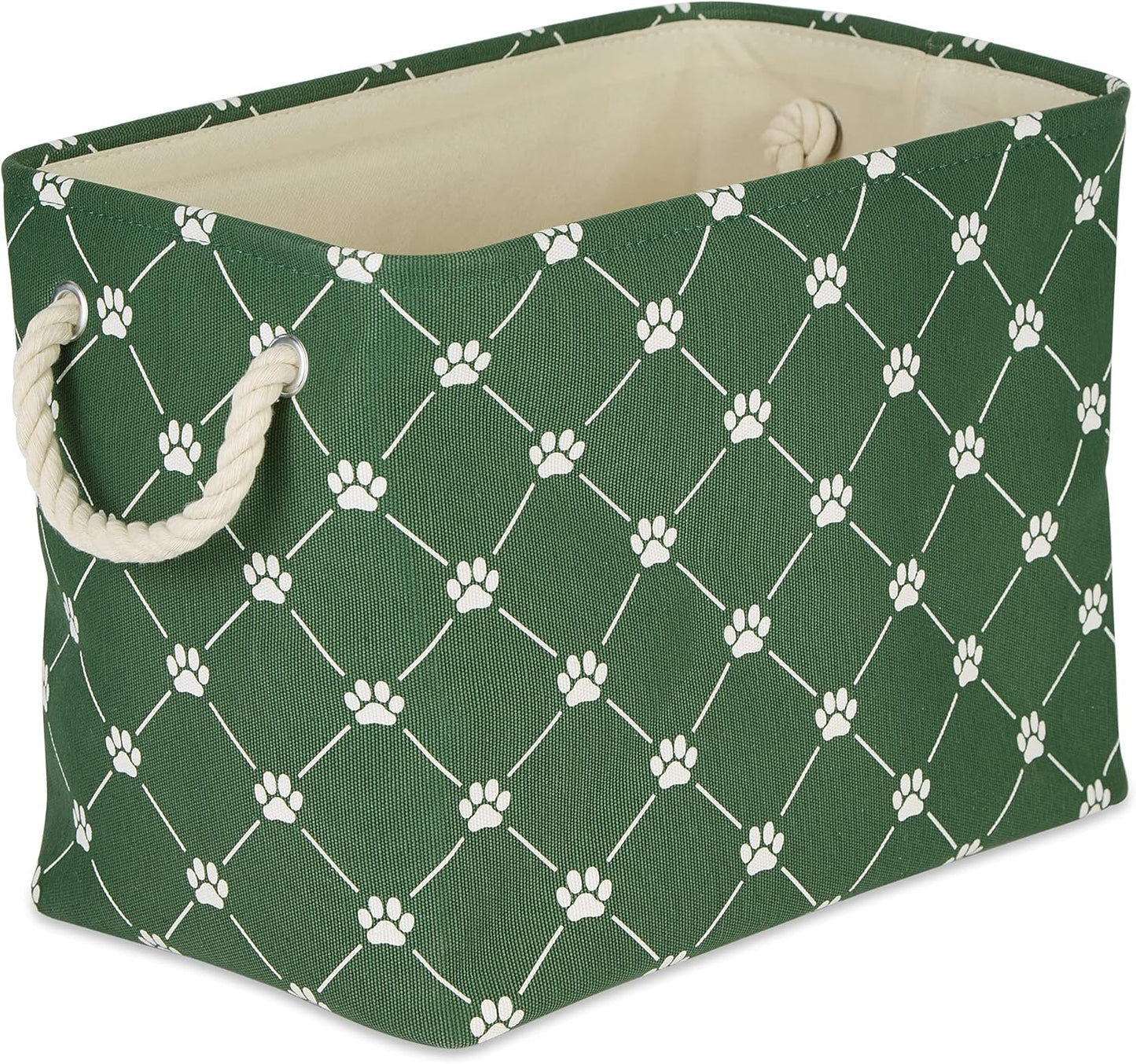 Bone Dry Pet Storage Collection Paw and Bone Print, Large Rectangle, 17.5x12x15 Hunter Green Trellis