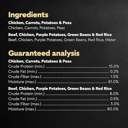 Cesar Simply Crafted Adult Wet Dog Food Meal Topper, Chicken, Carrots, Potatoes & Peas and Beef, Chicken, Purple Potatoes, Green Beans & Red Rice Variety Pack, 1.3oz. (8 Count, Pack of 2)