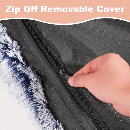 Bedfolks Plush Waterproof Dog Crate Bed, XXL Faux Fur Kennel Pad, 47"x29", Dark Blue