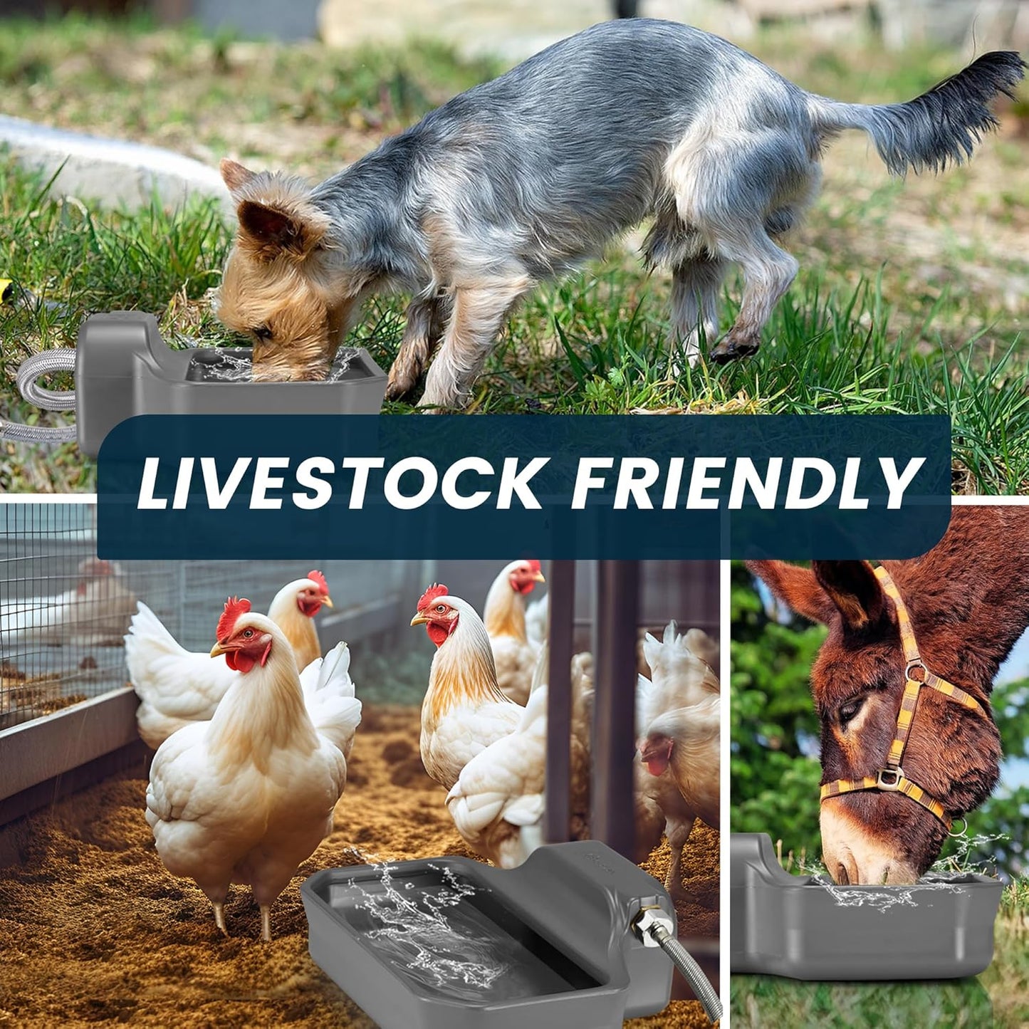 Automatic Dog Water Dispenser, 1 Gallon Auto-Fill Dog Water Bowl Dispenser for Indoor/Outdoor, Large Water Feeder for Pets & Livestock, Fits GHT 3/4" Faucet, BPA Free, Easy to Clean, Gray