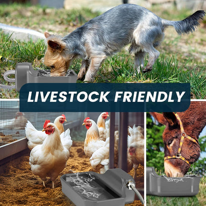 Automatic Dog Water Dispenser, 1 Gallon Auto-Fill Dog Water Bowl Dispenser for Indoor/Outdoor, Large Water Feeder for Pets & Livestock, Fits GHT 3/4" Faucet, BPA Free, Easy to Clean, Gray