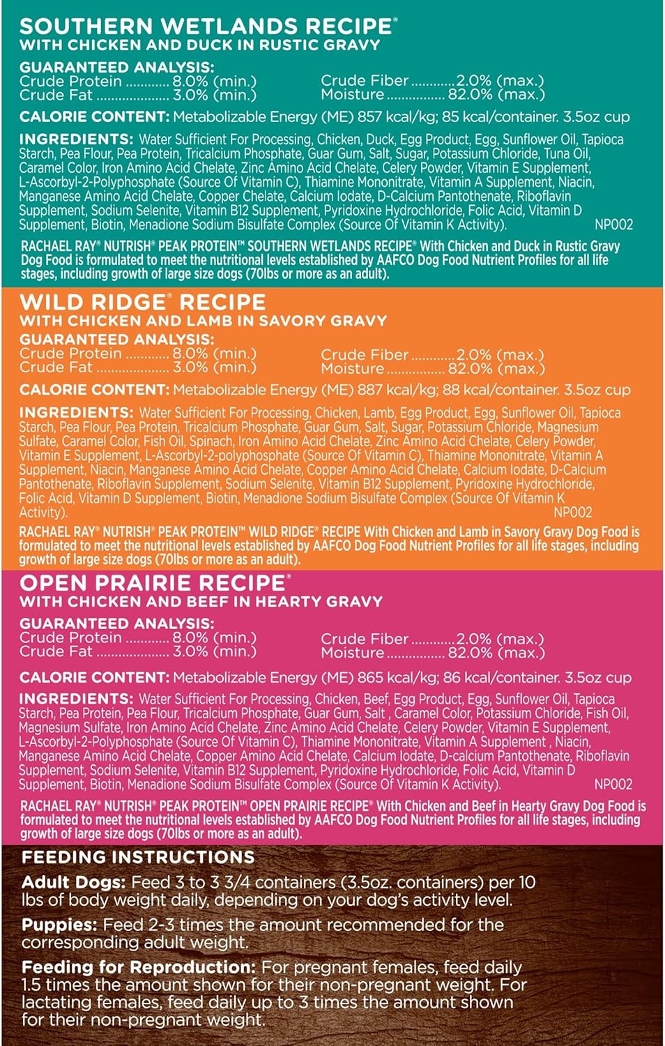 Nutrish Rachael Ray Peak Protein Adventure Pack Variety Wet Dog Food, High Protein, Grain Free, 9-3.5 oz. Cups, 2 Count