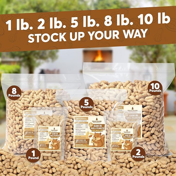 2 LB - Raw Peanuts For Squirrels, Raw In Shell Peanuts For Birds and Wildlife- Squirrel Food, Wild Bird Seed - Grown in The USA