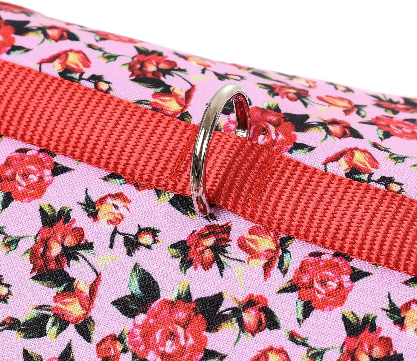 Mile High Life Velcro Dog Harness, Air Mesh Floral Vest Harness for 20 lbs Small Dogs & Cats, Easy Get on Adjustable Easy Closures Both Neck and Chest(Peony Rose, M Chest 18"-20")