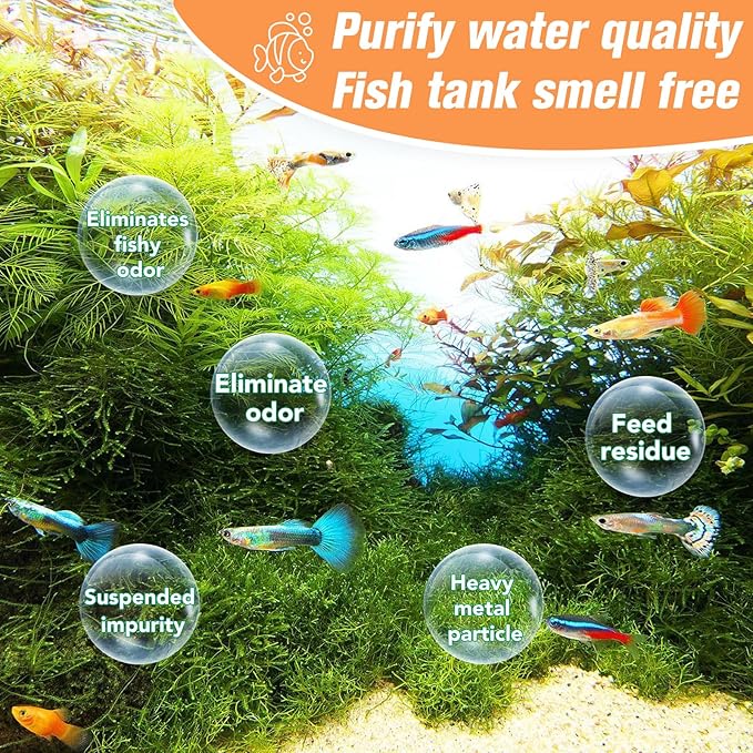 WDEFUN Aquarium Filter Media, 300 ml 2 Packs with Free Mesh Bag Organic Filtration Resin, Remove Driftwood Tannins Suitable for Freshwater and Saltwater Fish Tank