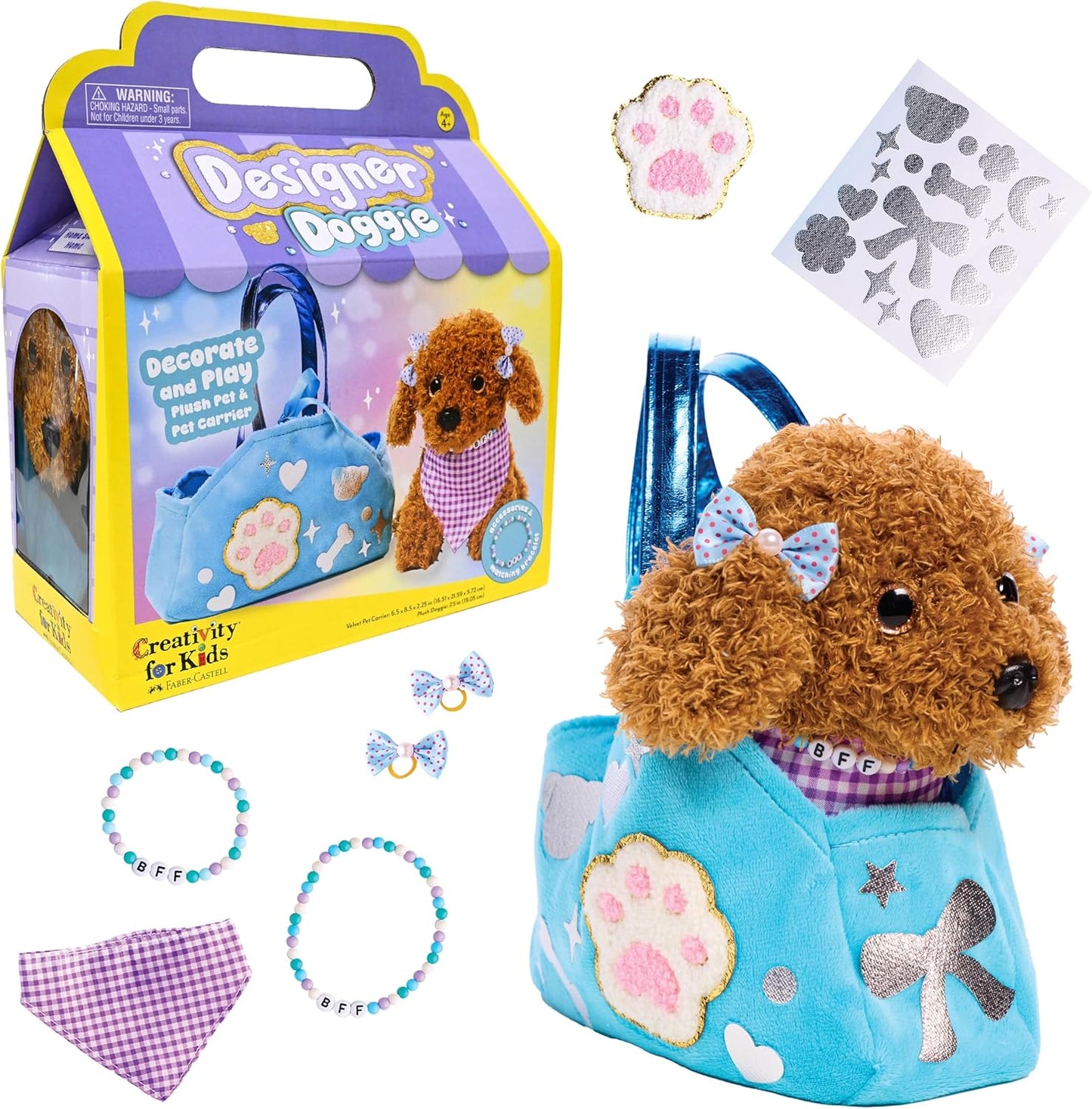 Creativity for Kids Designer Doggie Kit | Adopt, Accessorize & Decorate Your Plush Pet | Toddler Purse & BFF Jewelry Gift for Girls | Encourages Imaginative Play & Fine Motor Skills (Ages 4+)