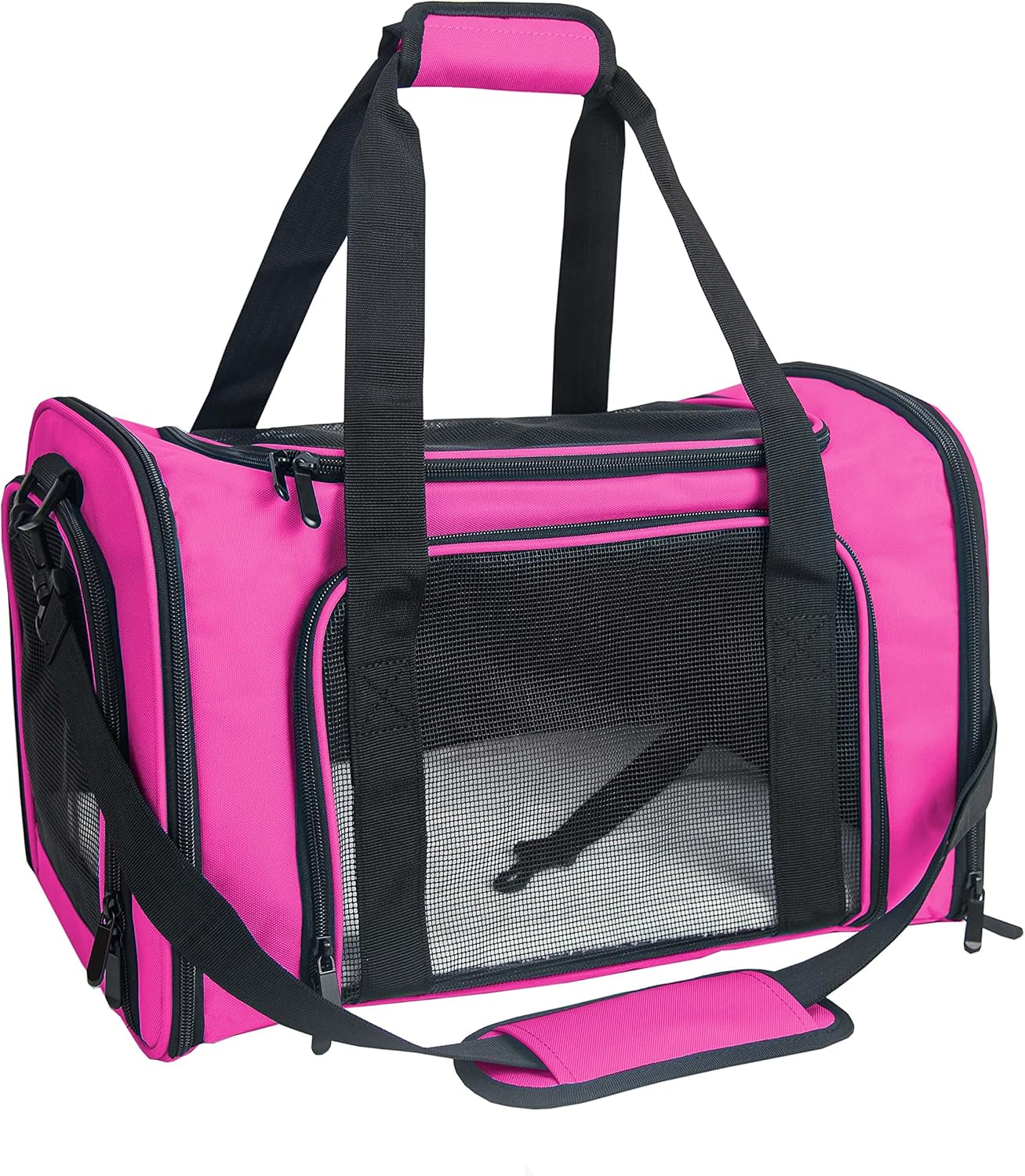 Soft Sided Carrier for Small Medium Cats Dogs,Removable Pad Collapsible Travel Pet Carrier Large Magenta