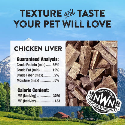 Northwest Naturals Raw Rewards Freeze-Dried Chicken Liver Treats for Dogs and Cats - Bite-Sized Pieces - Healthy, 1 Ingredient, Human Grade Pet Food, All Natural, Proudly Made in USA, 3 Oz (Pack of 1)