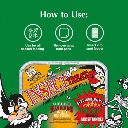 C&S Insect Suet Treat, Suet Cakes for Wild Birds, 11.75 Ounces, Pack of 8