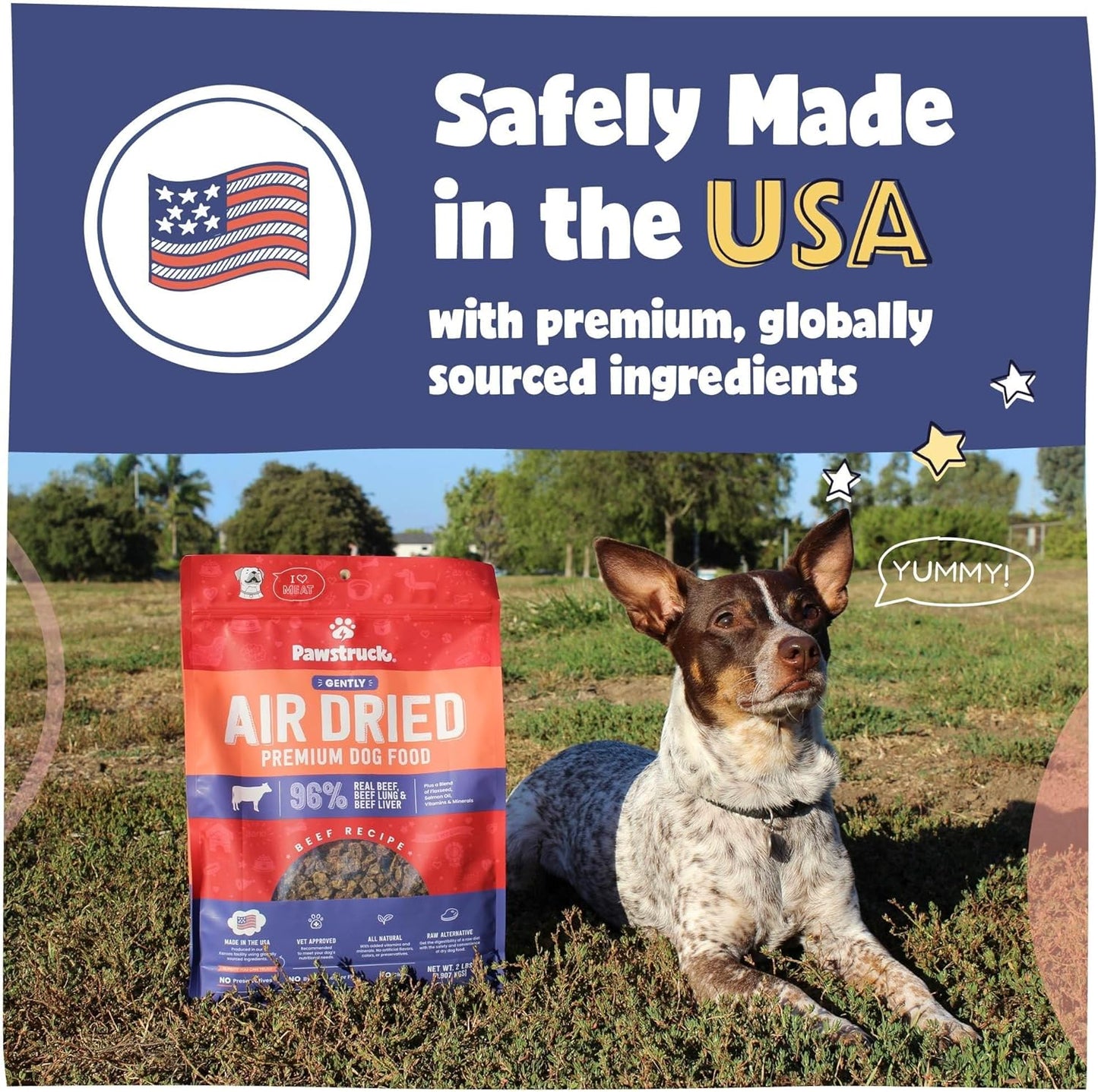 Pawstruck Air Dried Dog Food with Real Beef, Grain Free, Made in USA, Non-GMO, Vet Recommended, High Protein Limited Ingredient Full-Feed, All Breeds & Ages, 2.5oz Trial Bag