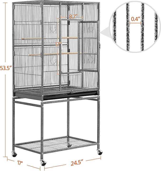 Yaheetech 54-inch Wrought Iron Standing Large Parrot Parakeet Flight Bird Cage for Small Parrot Sun Parakeet Green Cheek Conure Lovebird Budgie Finch Canary Bird Cage with Stand