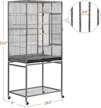 Yaheetech 54-inch Wrought Iron Standing Large Parrot Parakeet Flight Bird Cage for Small Parrot Sun Parakeet Green Cheek Conure Lovebird Budgie Finch Canary Bird Cage with Stand
