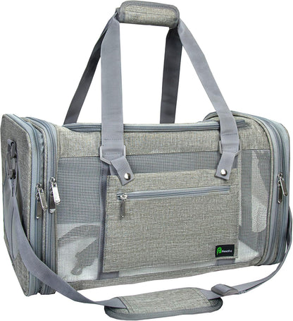 Soft-Sided Pet Carrier for Cats Small Dogs of 15 Lbs Medium Grey