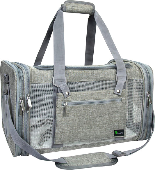 Soft-Sided Pet Carrier for Cats Small Dogs of 15 Lbs Medium Grey