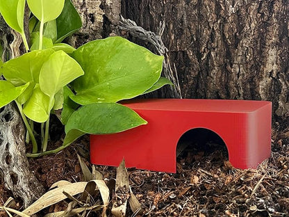 Reptile Hide, 3in1 Hide Box, Humid Hide, Food Dish, for Leopard Gecko, Lizard, Corn Snake, hognose Snake Provides shelter and Humidity for Egg and Shedding (Lobster Red)