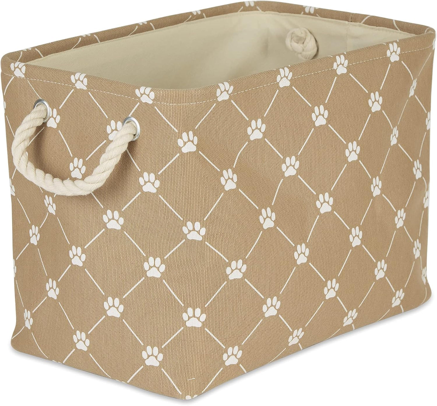 Bone Dry Pet Storage Paw and Bone, Trellis Collection, Medium Rectangle, 16x10x12, Taupe