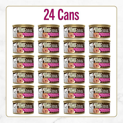 Purina Fancy Feast Savory Centers With Salmon Wet Cat Food Pate with Gourmet Gravy Center - (Pack of 24) 3 oz. Cans