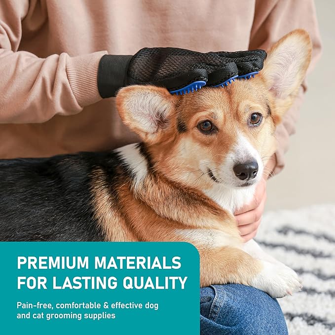 Maxpower Planet Pet Grooming Brush - Double Sided Shedding and Dematting Undercoat Rake Comb for Dogs and Cats,Extra Wide (C1 - Brush & Gloves, Large)