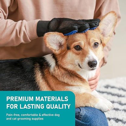 Maxpower Planet Pet Grooming Brush - Double Sided Shedding and Dematting Undercoat Rake Comb for Dogs and Cats,Extra Wide (C1 - Brush & Gloves, Large)