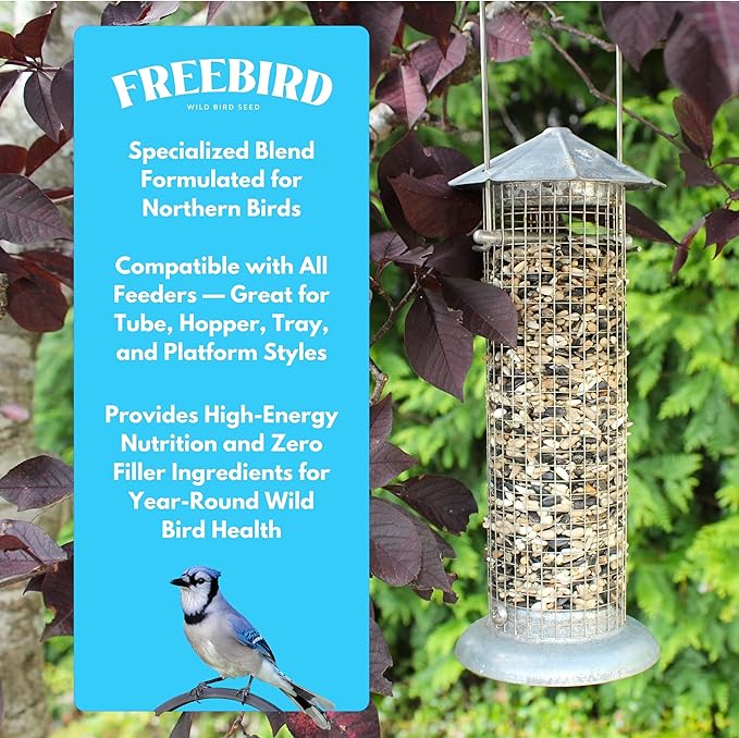 Premium Sunflower Select Bird Seed by Freebird - Black Oil Sunflower Seeds, Sunflower Kernels, Safflower Seeds - Finch and Songbird Wild Bird Seed for Outside Feeders - 6lb Bag