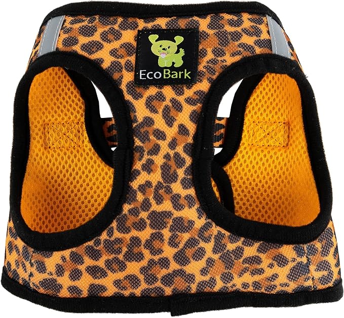 EcoBark Step in Dog Harness - Eco-Friendly Teacup Dog Harnesses for XXS, XS, and Small Dogs - Reflective and Adjustable Mini Body Halter Vest -Tiny Soft Mesh Harness Under 5 lbs (Leopard, XXXS)