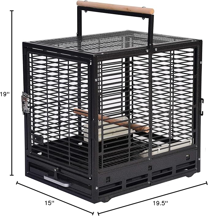 ZooPro Pet Travel Cage - Durable Metal Small Pet Carrier - for Sugar Gliders, Hedgehogs, Squirrels, Guinea Pigs, Hamsters, Rats, Parrots, Finches, Parakeets, & Other Small Mammals and Birds