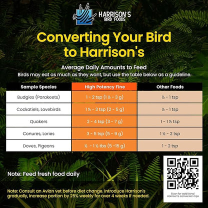 Harrison's Bird Foods High Potency Maximum Nutritional Formula for Small to Medium Birds, Certified Organic Non-GMO Pet Bird Food, Vet-Developed, Suitable for All Life Stages, 2.27 kg/ 5 lb