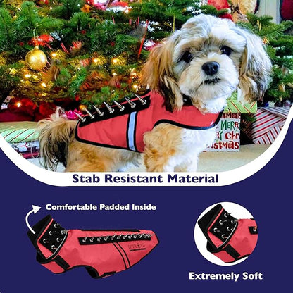 CoyoteVest SpikeVest Dog Harness Vest for Small Dogs, Reflective Dog Vest with Spikes to Shield Your pet from Coyotes, Raptor and Animal Attacks, Anti Hawk Vest, Made in USA (XS-Red)