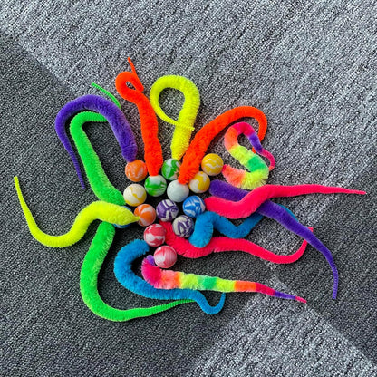 AcceLeah Cat Worm Toy Refills - Assorted Teaser Wand Toys with Bell (14 Pcs)