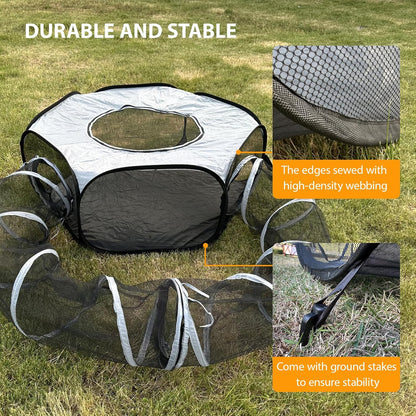 Small Animal Playpen with Tunnel–Pop-up Guinea Pigs Play Pen Foldable Outdoor and Indoor Pet Tent for Rabbits, Chinchillas and Ferrets