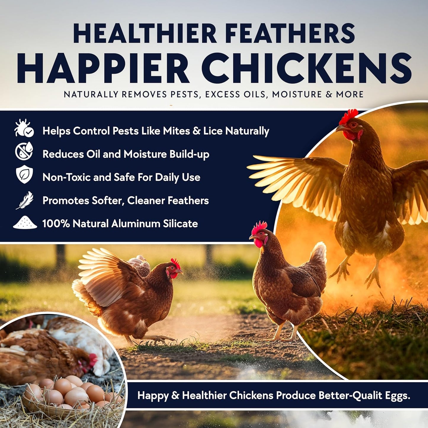 5.5lb Chickie-Whiz Chicken Dust Bath - Made in USA - All Natural Volcanic Ash Dust Bath for Chickens - Healthier Eggs & Feathers - Chicken Coop Accessories for Farms by Billy Buckskin Co.