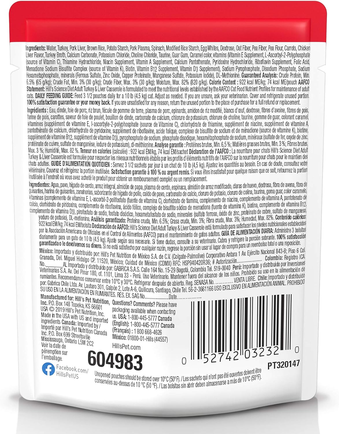 Hill's Science Diet Adult 1-6, Adult 1-6 Premium Nutrition, Wet Cat Food, Turkey Casserole Stew, 2.8 oz Pouch, Case of 24
