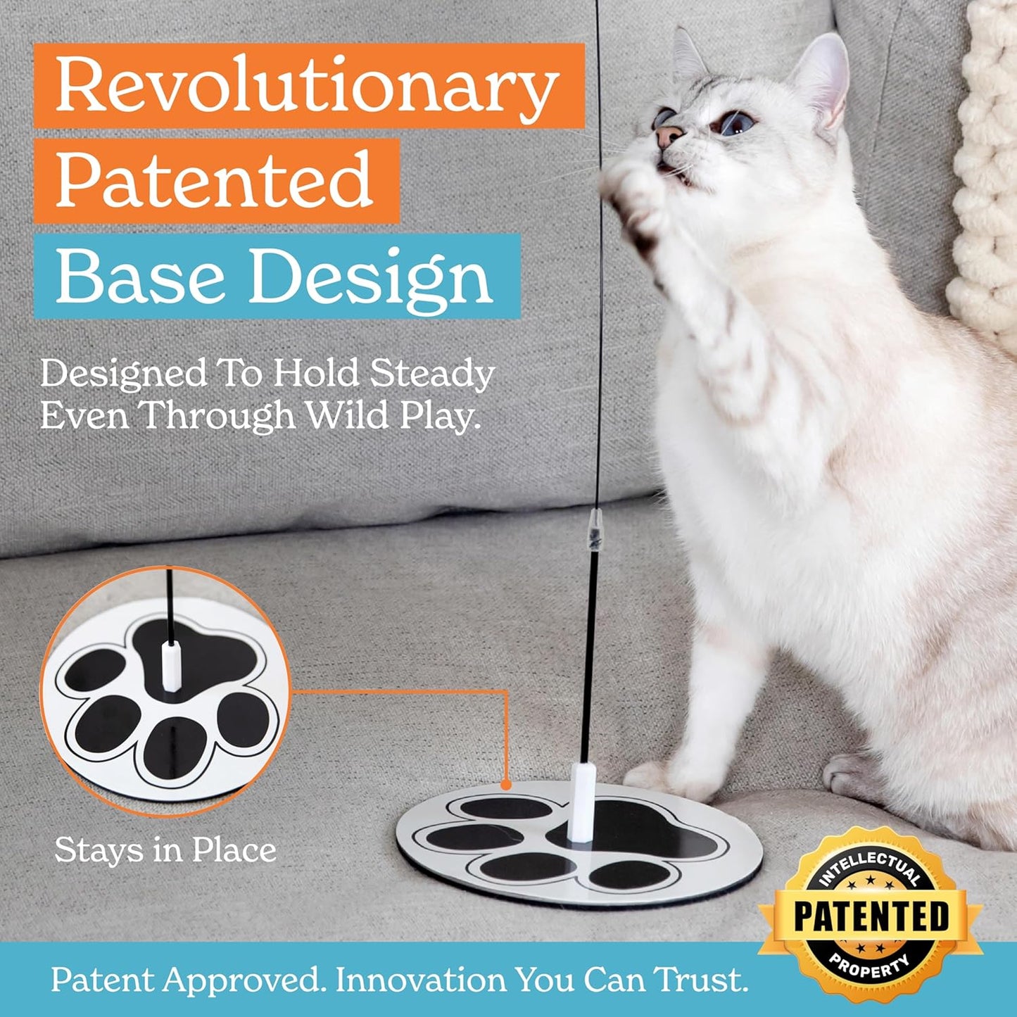 Cat Wand Toy Cat Fishing Pole Toy Cats Feather Toys Suction Cup for Indoor Cats Teaser Wand Feather Attachments Multisurface Base