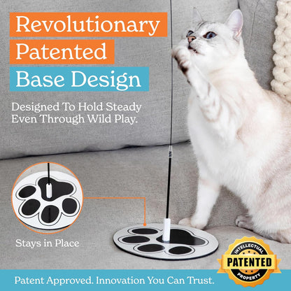 Cat Wand Toy Cat Fishing Pole Toy Cats Feather Toys Suction Cup for Indoor Cats Teaser Wand Feather Attachments Multisurface Base